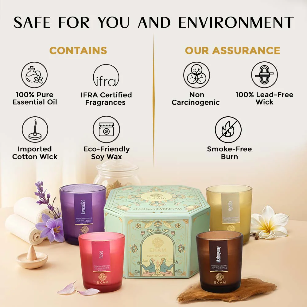 Pack of 4 Shot Glass Scented Candles – Mahogany, Lavender, Rose, Vanilla - Image 5