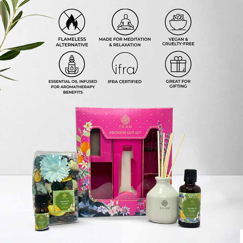 Reed Diffuser & Potpourri Gift Set | Jasmine & Freesia Scent - Image 4
