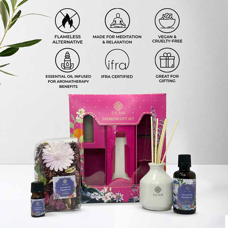 Reed Diffuser & Potpourri Gift Set | Lavender & Sandalwood Scent - Image 4