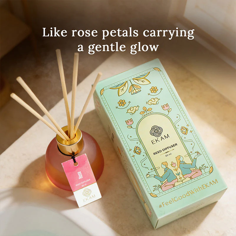 Rose Frosted Glass Reed Diffuser Set for Home, 60 ml - Image 6