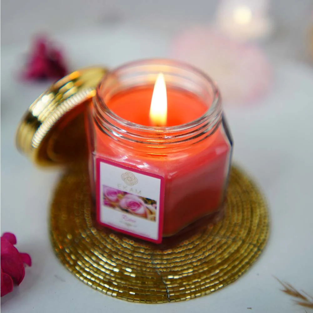 Rose Hexa Jar Scented Candle - Image 3
