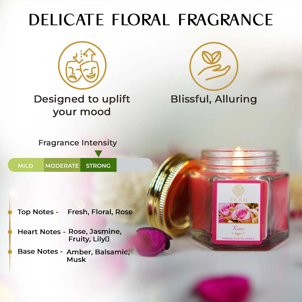 Rose Hexa Jar Scented Candle - Image 6
