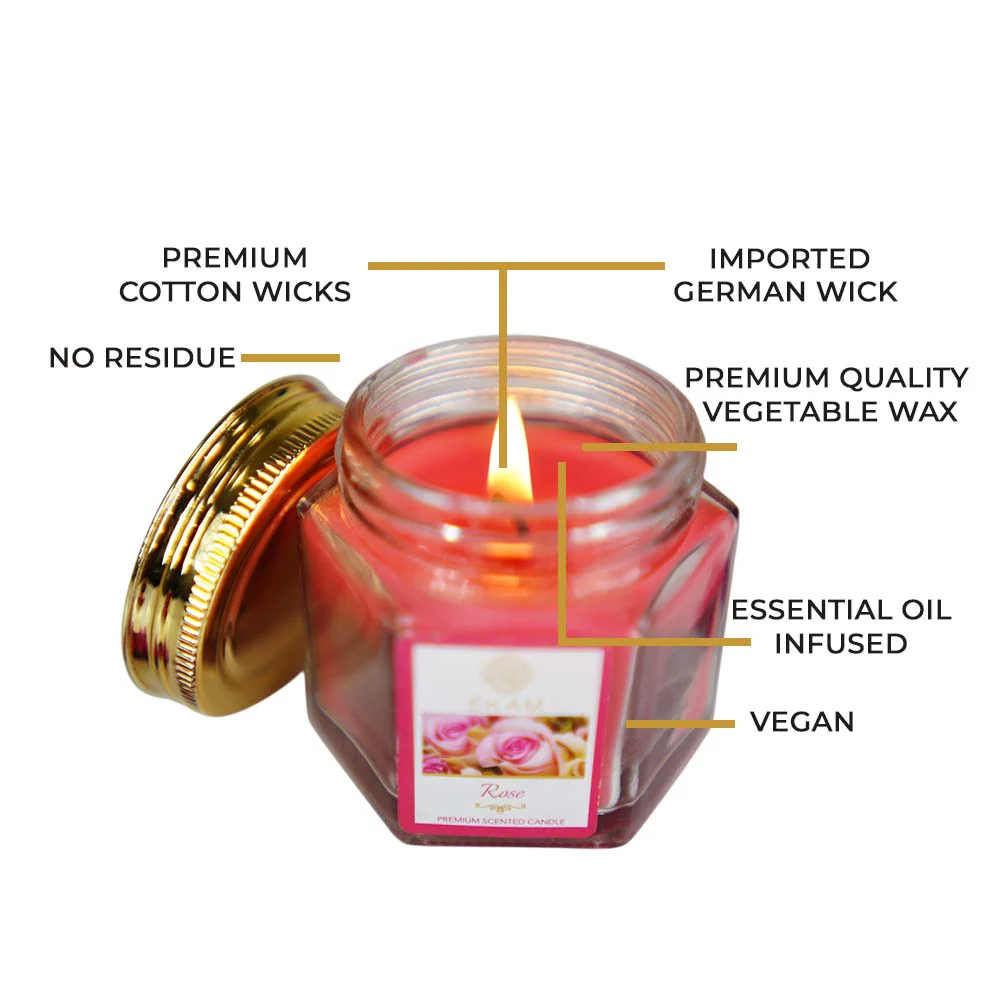 Rose Hexa Jar Scented Candle - Image 7