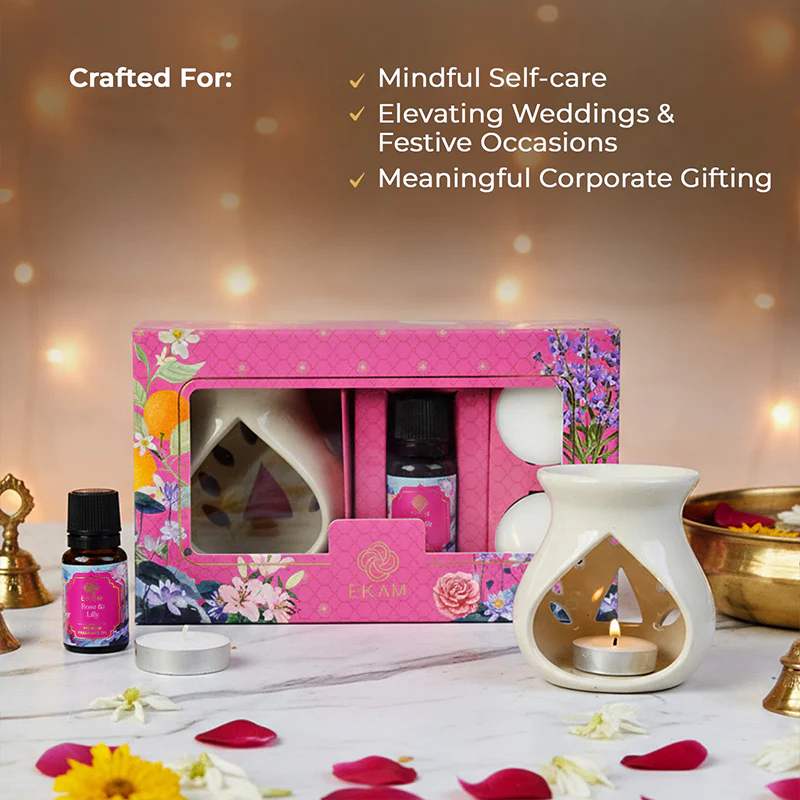 Rose & Lily Ceramic Oil Warmer Gift Set - Image 5
