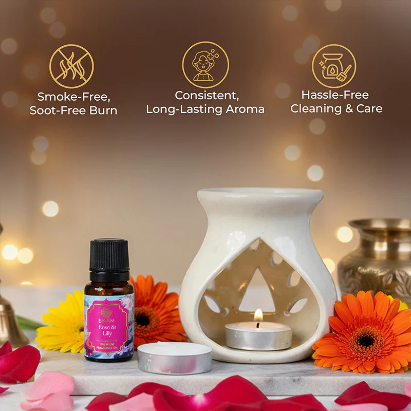 Rose & Lily Ceramic Oil Warmer Gift Set - Image 7