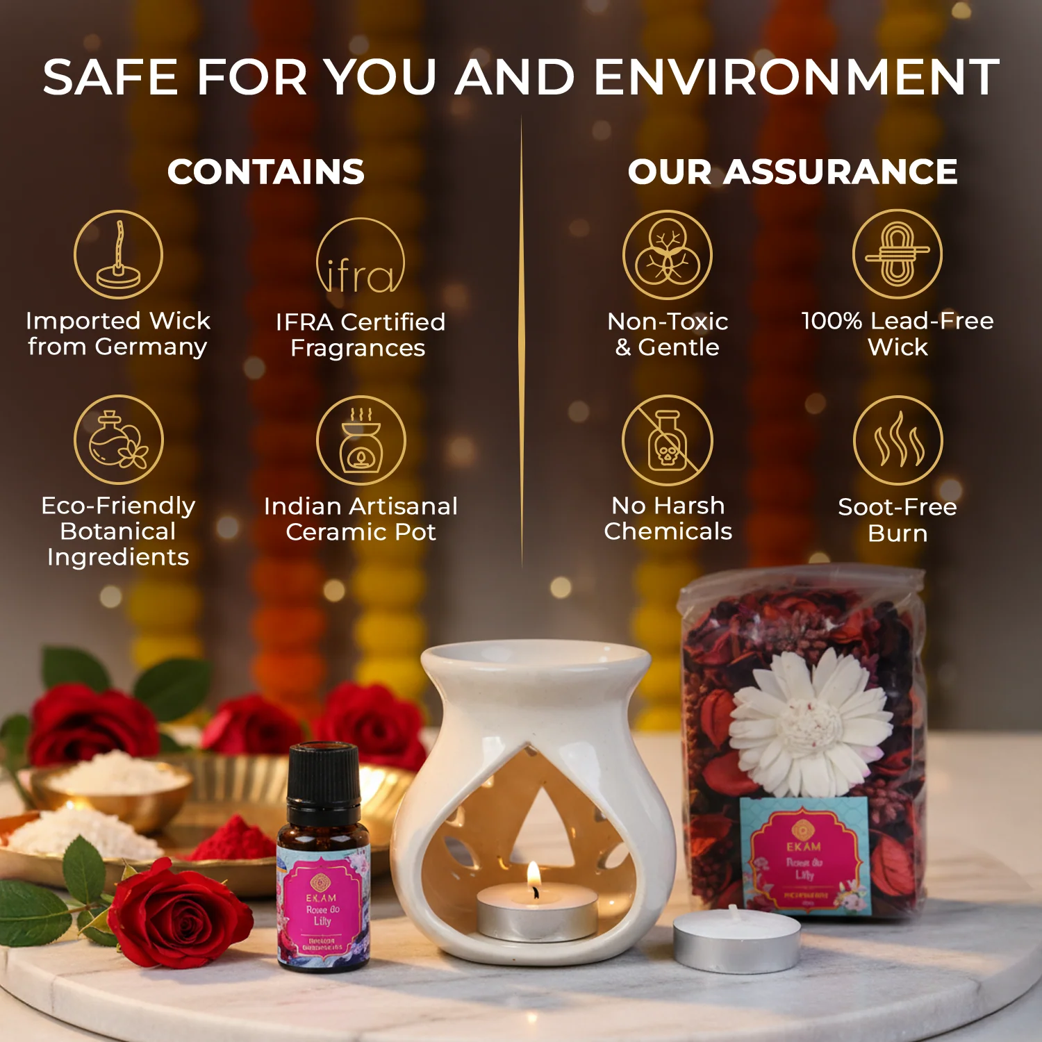 Rose & Lily Ceramic Oil Warmer & Potpourri Gift Set - Image 3
