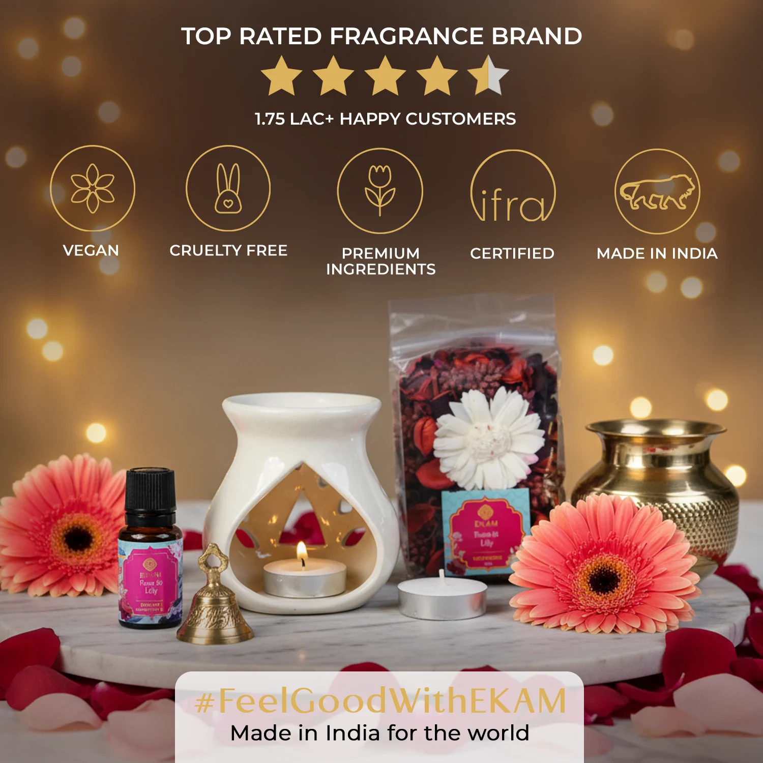 Rose & Lily Ceramic Oil Warmer & Potpourri Gift Set - Image 8
