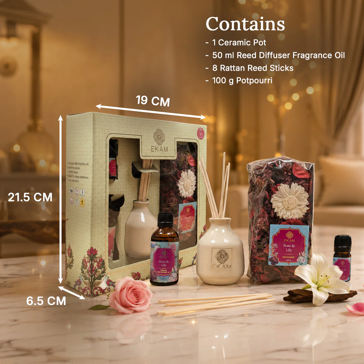 Rose & Lily Reed Diffuser & Potpourri Gift Set - Image 2