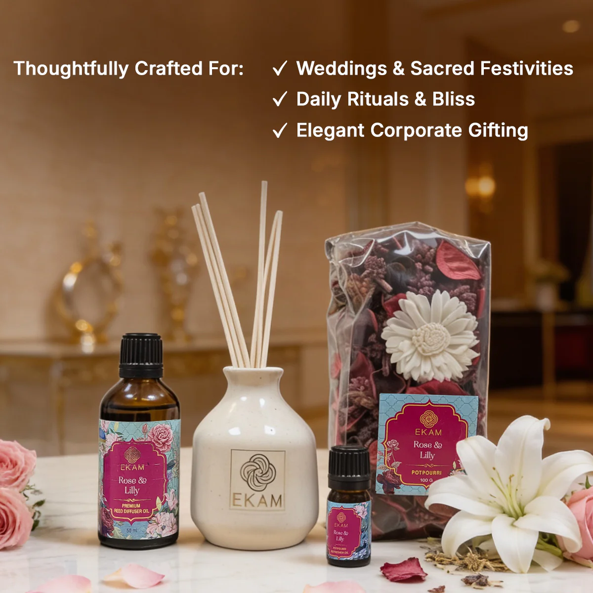 Rose & Lily Reed Diffuser & Potpourri Gift Set - Image 5