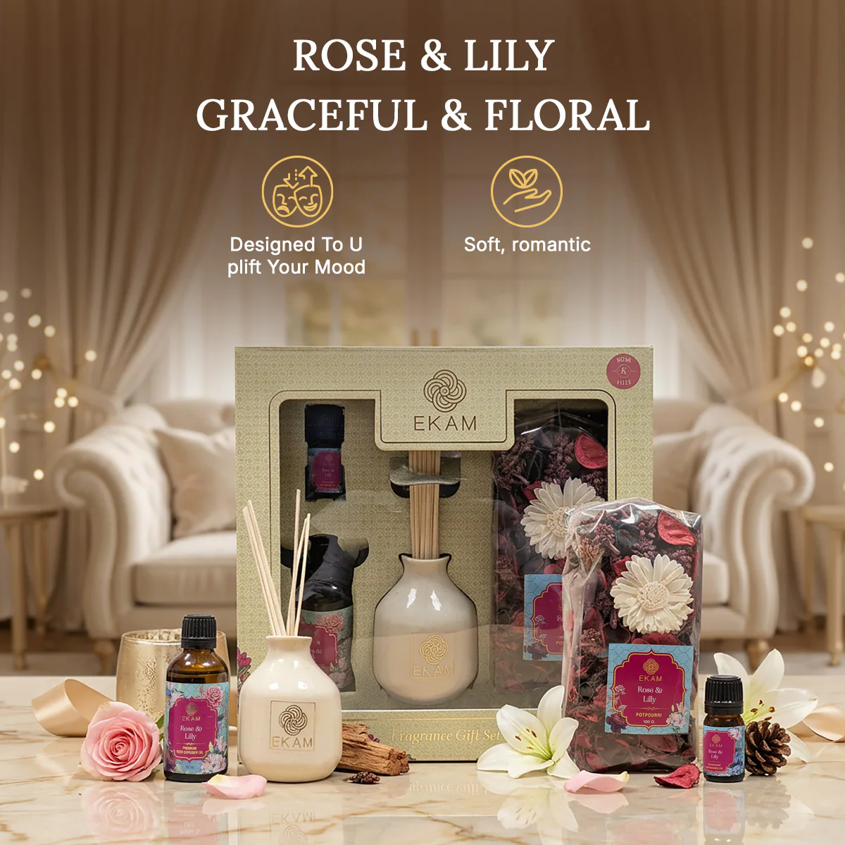 Rose & Lily Reed Diffuser & Potpourri Gift Set - Image 6