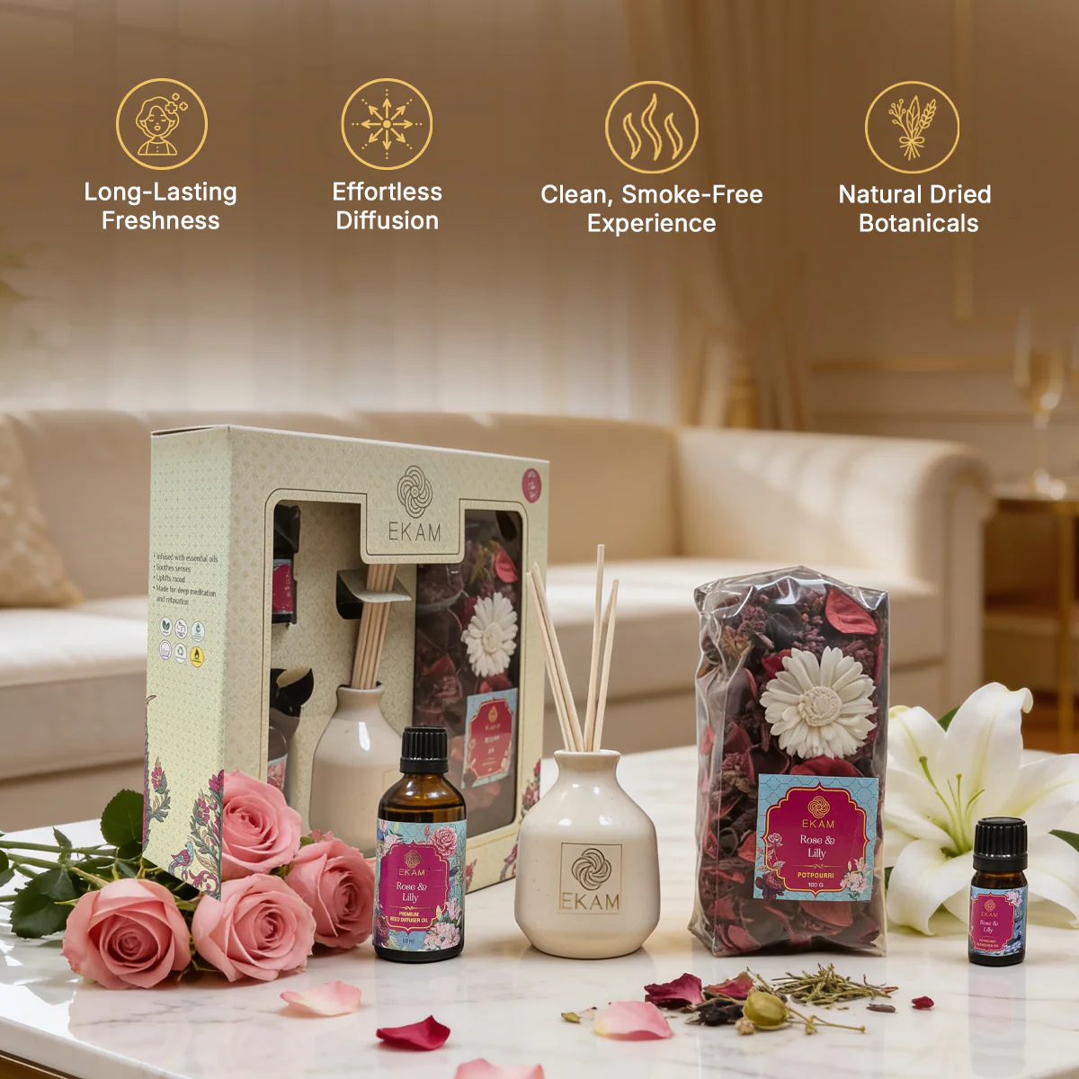 Rose & Lily Reed Diffuser & Potpourri Gift Set - Image 7