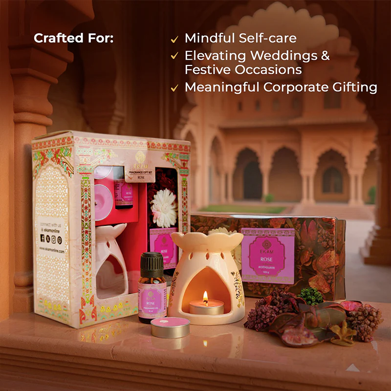 Rose Scented Fragrance Gift Set Box| Festive Pink Haveli Collection, 2025-26 - Image 3