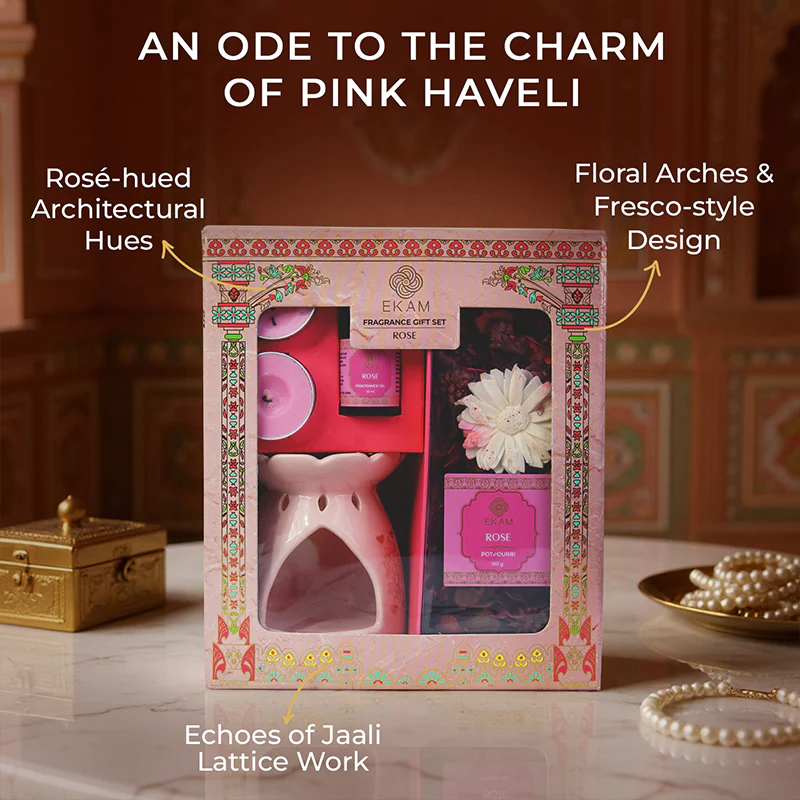 Rose Scented Fragrance Gift Set Box| Festive Pink Haveli Collection, 2025-26 - Image 5