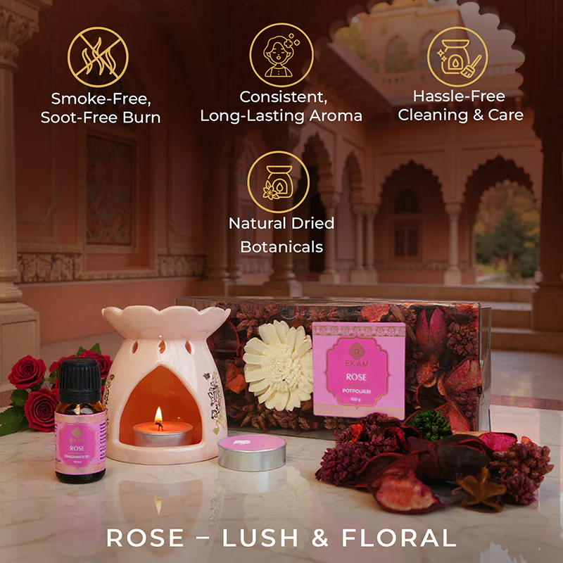 Rose Scented Fragrance Gift Set Box| Festive Pink Haveli Collection, 2025-26 - Image 6