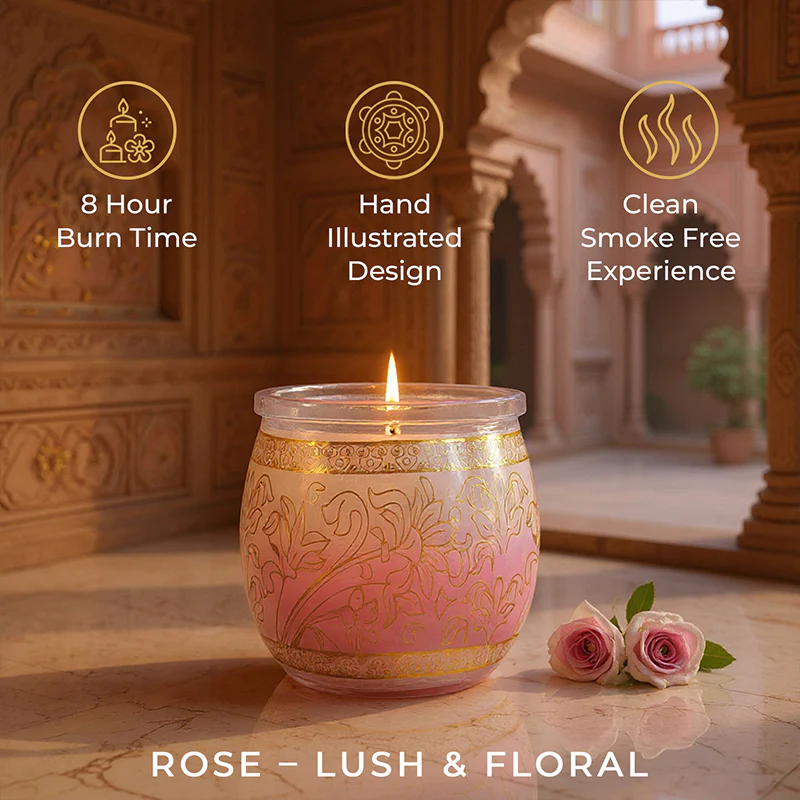 Rose Scented Jar Candle, 28.5 g | Festive Pink Haveli Collection, 2025-26 - Image 5