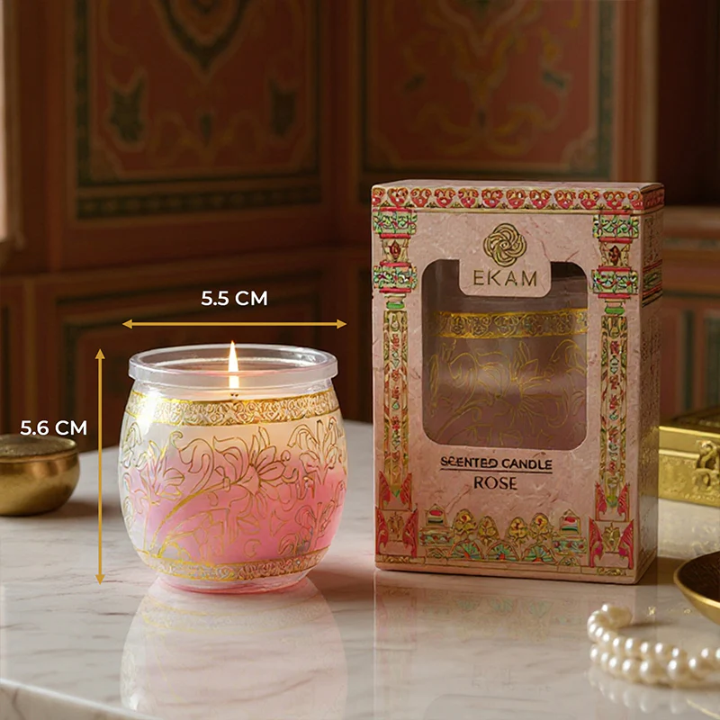 Rose Scented Jar Candle, 28.5 g | Festive Pink Haveli Collection, 2025-26 - Image 6