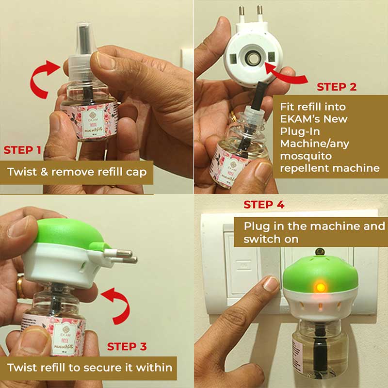 Rose Scented Plug In Kit and 3-pack Refill Combo of Lavender, Mahogany, & Ocean Dream Fragrances - Image 3