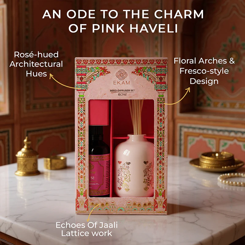 Rose Scented Reed Diffuser Gift Set| Festive Pink Haveli Collection, 2025-26 - Image 4