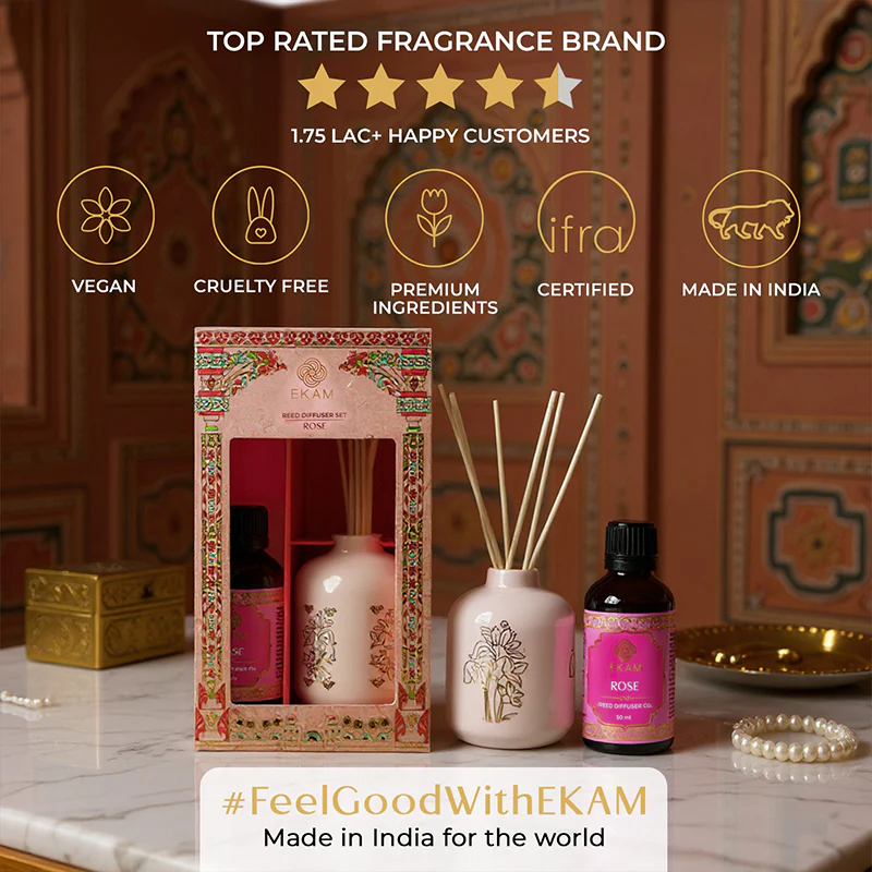 Rose Scented Reed Diffuser Gift Set| Festive Pink Haveli Collection, 2025-26 - Image 8