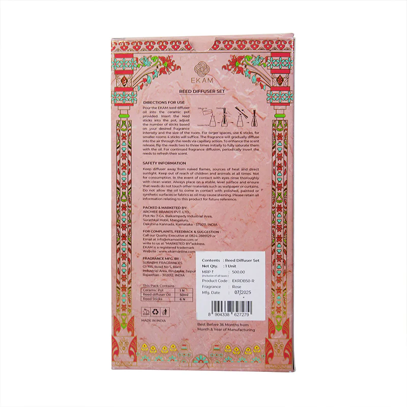 Rose Scented Reed Diffuser Gift Set| Festive Pink Haveli Collection, 2025-26 - Image 9