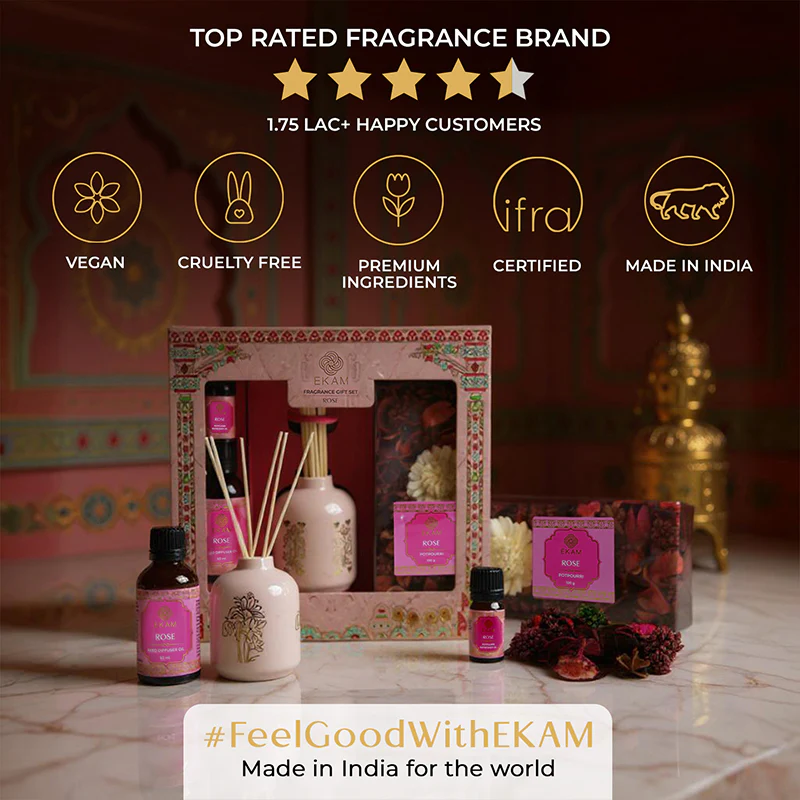 Rose Scented Reed Diffuser & Potpourri Gift Set| Festive Pink Haveli Collection, 2025-26 - Image 8
