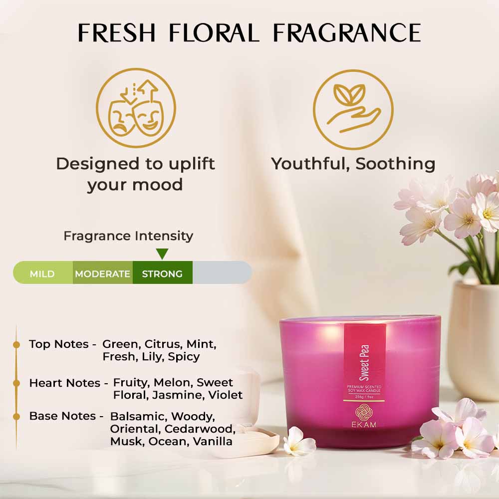 Sweet Pea 3 Wick Scented Candle - Image 5
