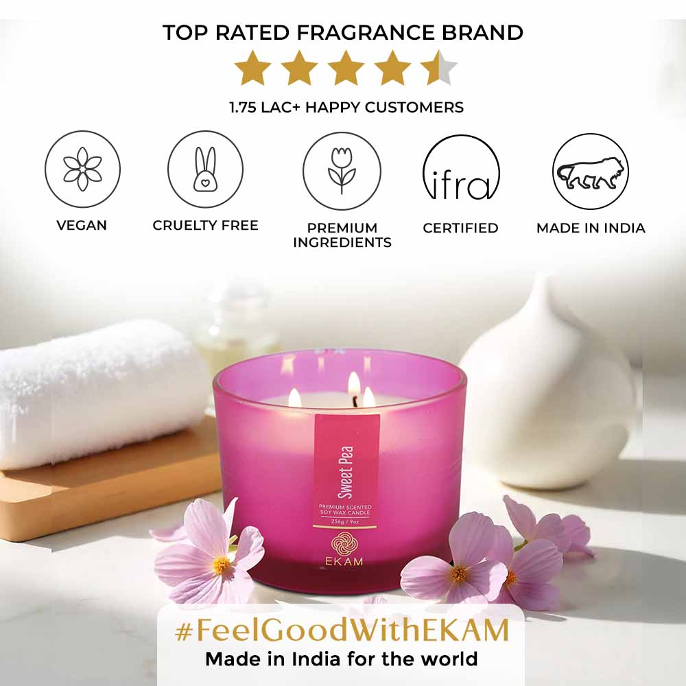 Sweet Pea 3 Wick Scented Candle - Image 9