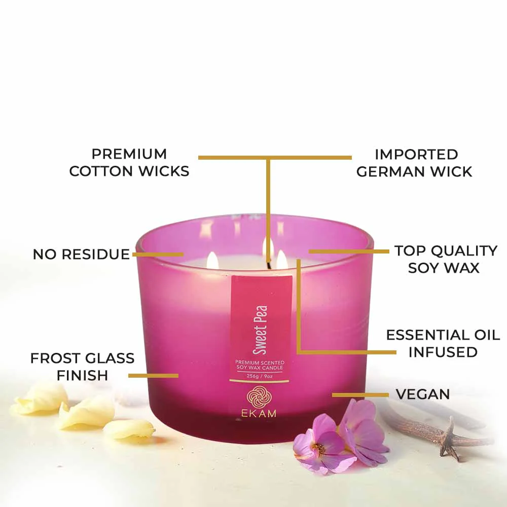 Sweet Pea 3 Wick Scented Candle - Image 8