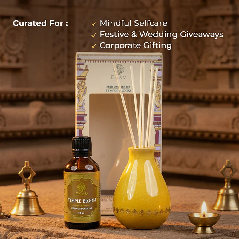 Temple Bloom Reed Diffuser Gift Set| Festive Stone Palace Collection, 2025-26 - Image 3