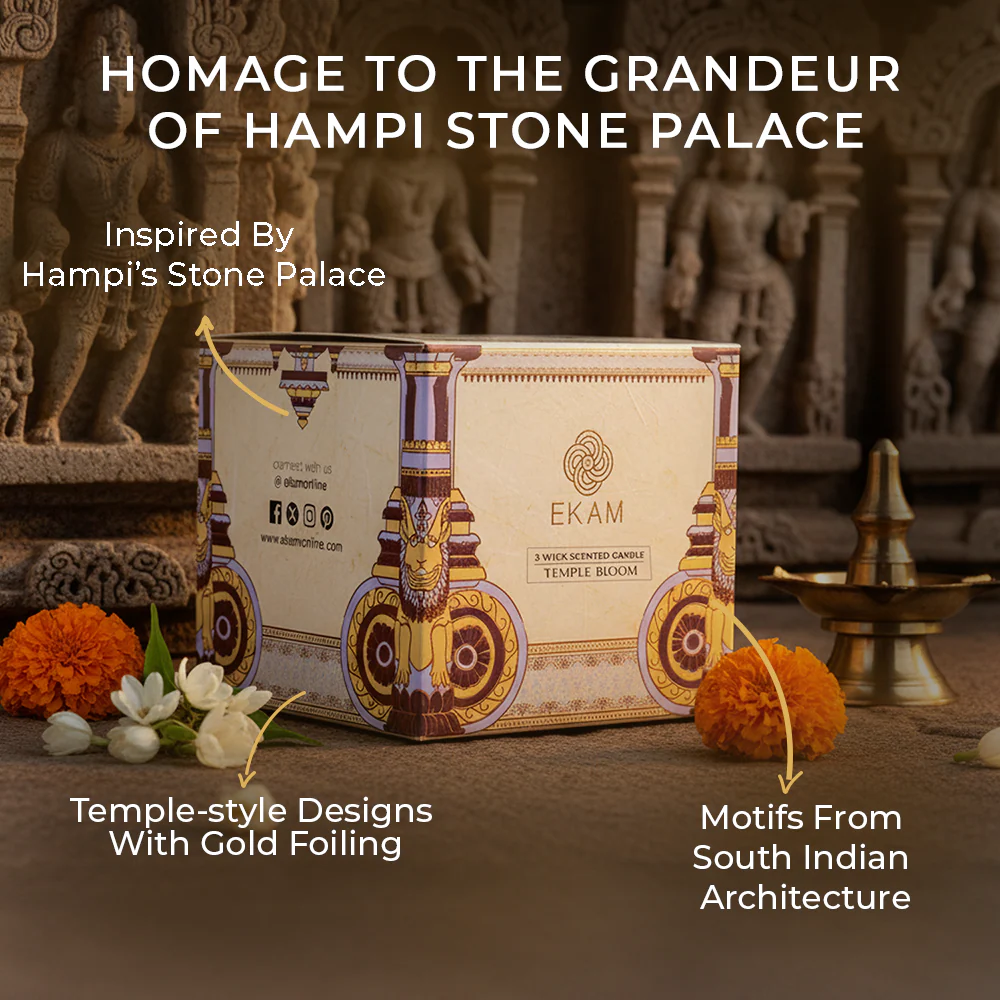 Temple Bloom Scented 3 Wick Candle, 213 g| Festive Stone Palace Collection, 2025-26 - Image 4