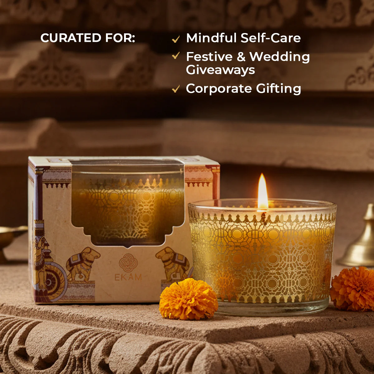 Temple Bloom Scented Bowl Candle, 85 g| Festive Stone Palace Collection, 2025-2 - Image 3