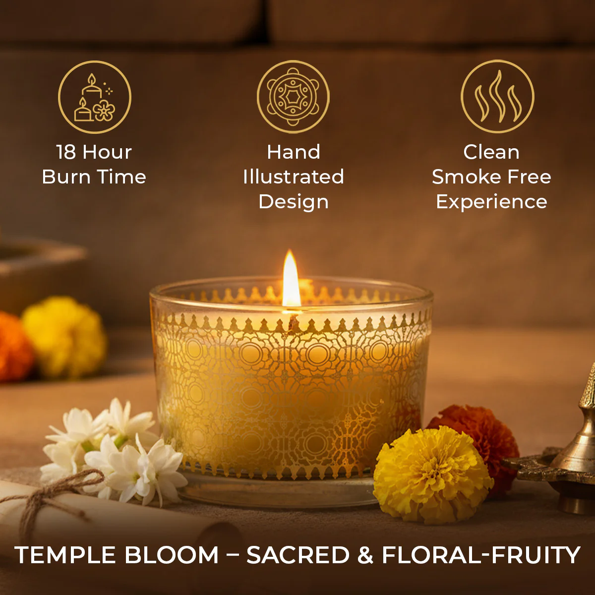 Temple Bloom Scented Bowl Candle, 85 g| Festive Stone Palace Collection, 2025-2 - Image 5