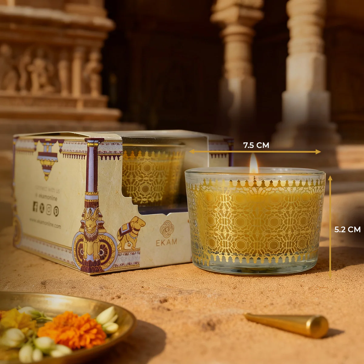Temple Bloom Scented Bowl Candle, 85 g| Festive Stone Palace Collection, 2025-2 - Image 6