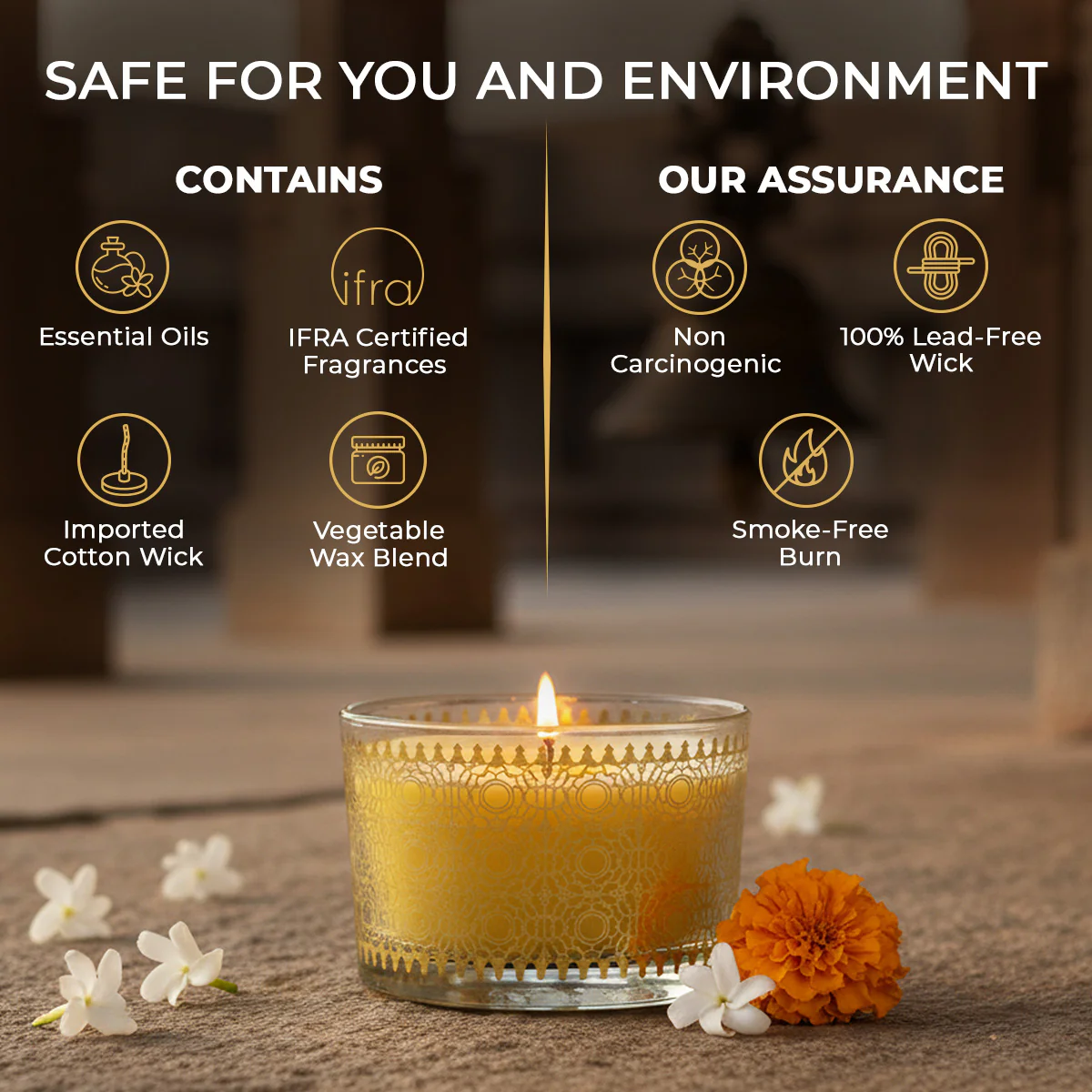 Temple Bloom Scented Bowl Candle, 85 g| Festive Stone Palace Collection, 2025-2 - Image 7