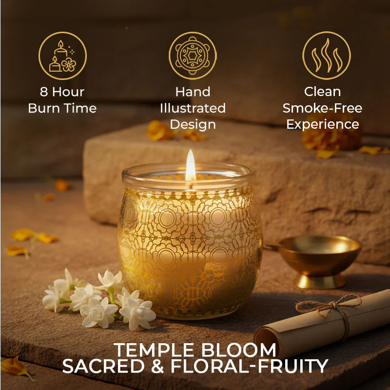 Temple Bloom Scented Jar Candle, 28.5 g | Festive Stone Palace Collection, 2025-26 - Image 5