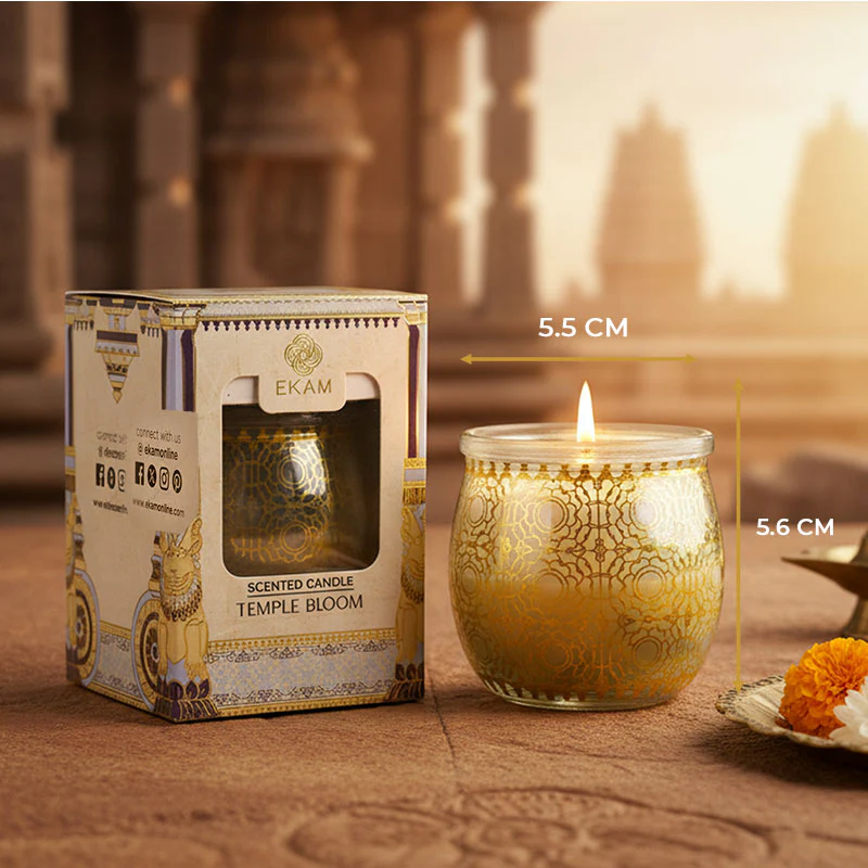 Temple Bloom Scented Jar Candle, 28.5 g | Festive Stone Palace Collection, 2025-26 - Image 6
