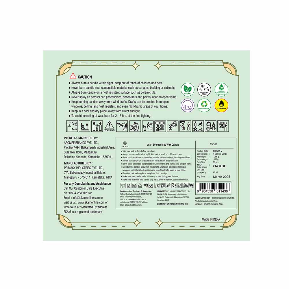 Vanilla 3 Wick Scented Candle - Image 11