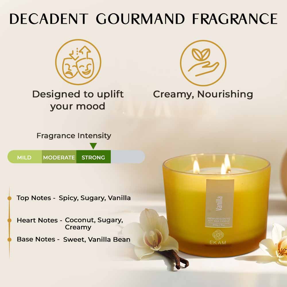 Vanilla 3 Wick Scented Candle - Image 5
