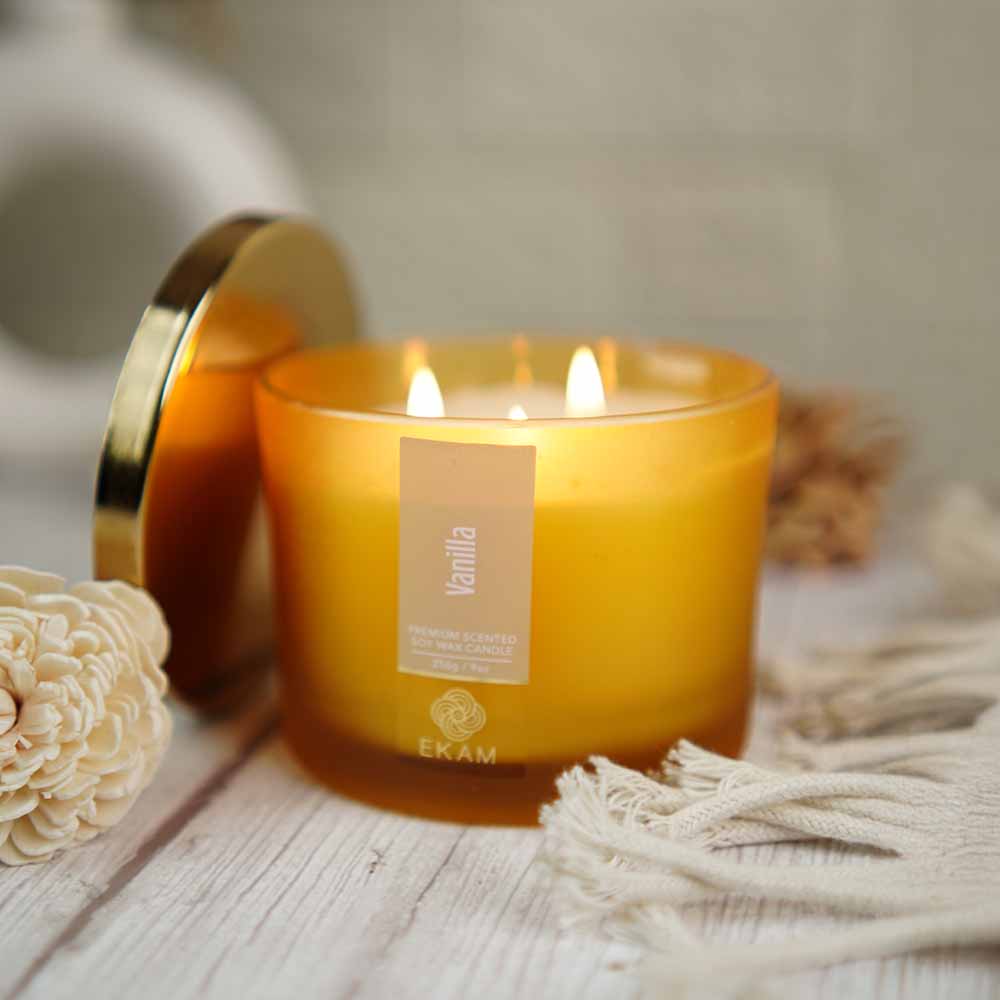 Vanilla 3 Wick Scented Candle - Image 4