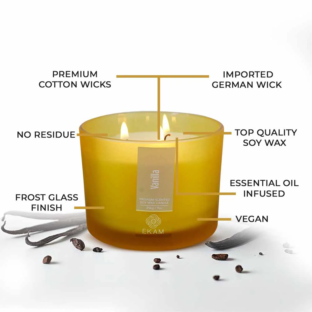 Vanilla 3 Wick Scented Candle - Image 8