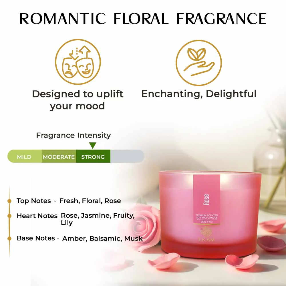 Rose 3 Wick Scented Candle - Image 5