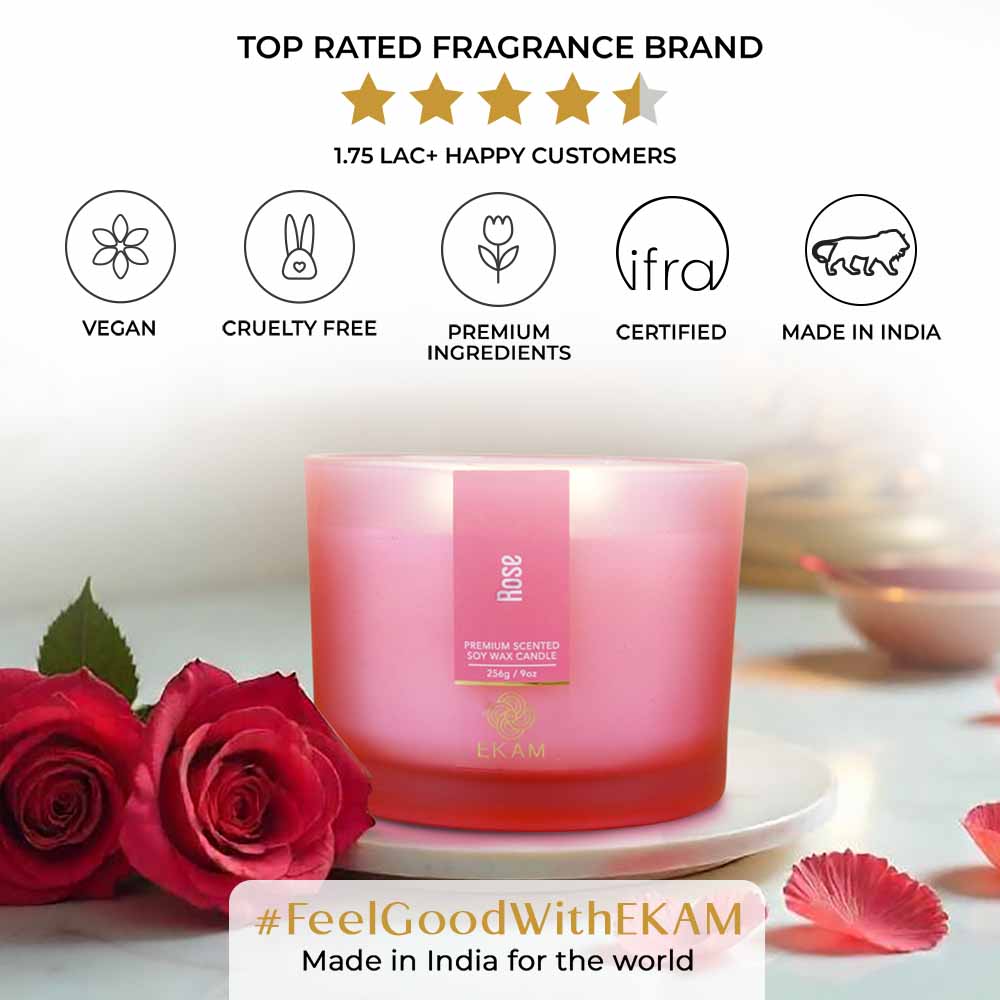 Rose 3 Wick Scented Candle - Image 9
