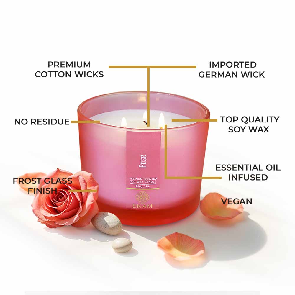 Rose 3 Wick Scented Candle - Image 8