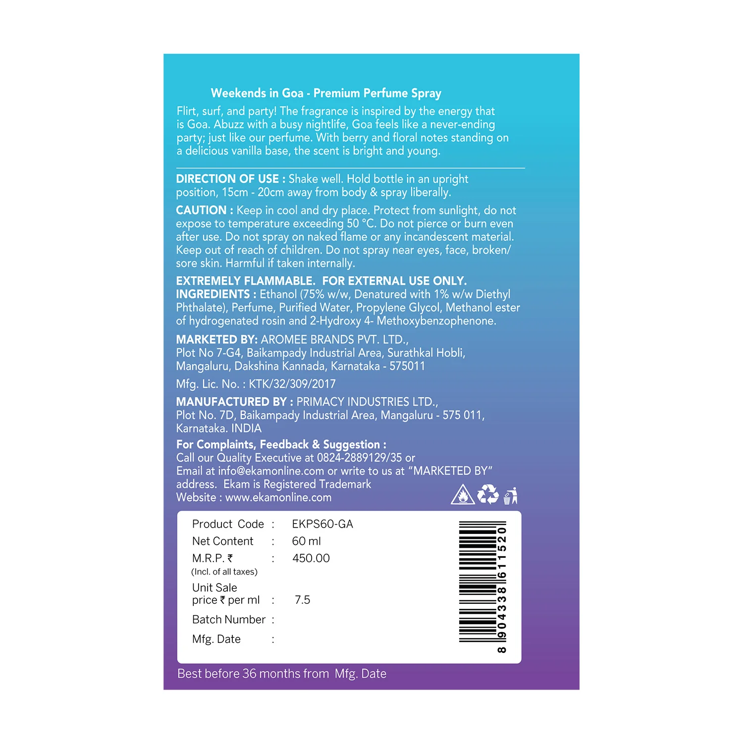 Weekends in Goa Perfume Spray | 60 ml - Image 10