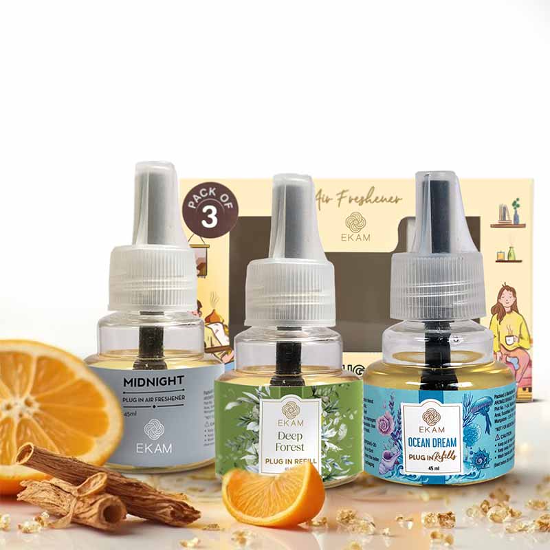 Woody & Fresh Scented Plugin Air Freshener Refill Pack of 3| 45ml Each
