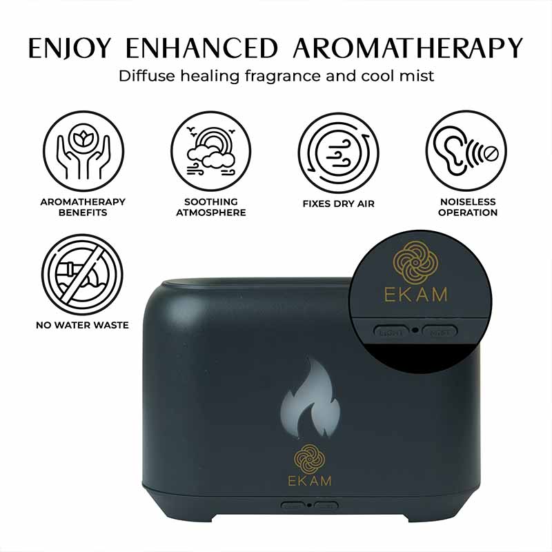 YX 1807 Dark Grey Wooden Flame Aroma Diffuser - Image 3