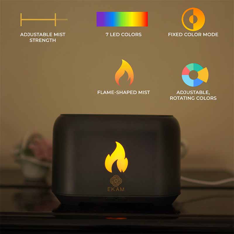 YX 1807 Dark Grey Wooden Flame Aroma Diffuser - Image 6
