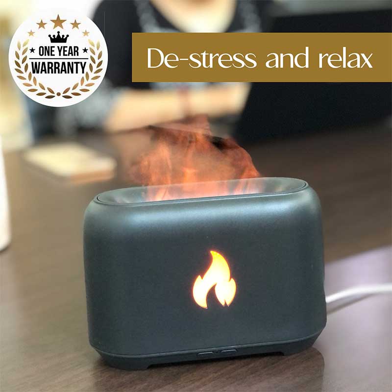 YX 1807 Dark Grey Wooden Flame Aroma Diffuser - Image 3
