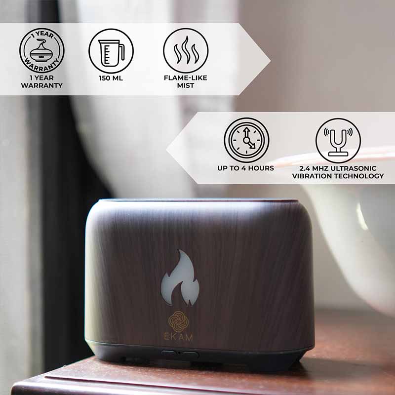 YX 1807 Dark Wood Flame Aroma Diffuser - Image 2