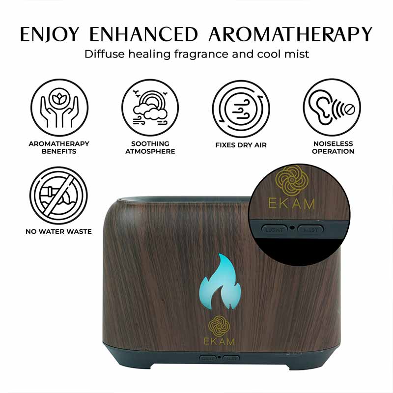 YX 1807 Dark Wood Flame Aroma Diffuser - Image 3